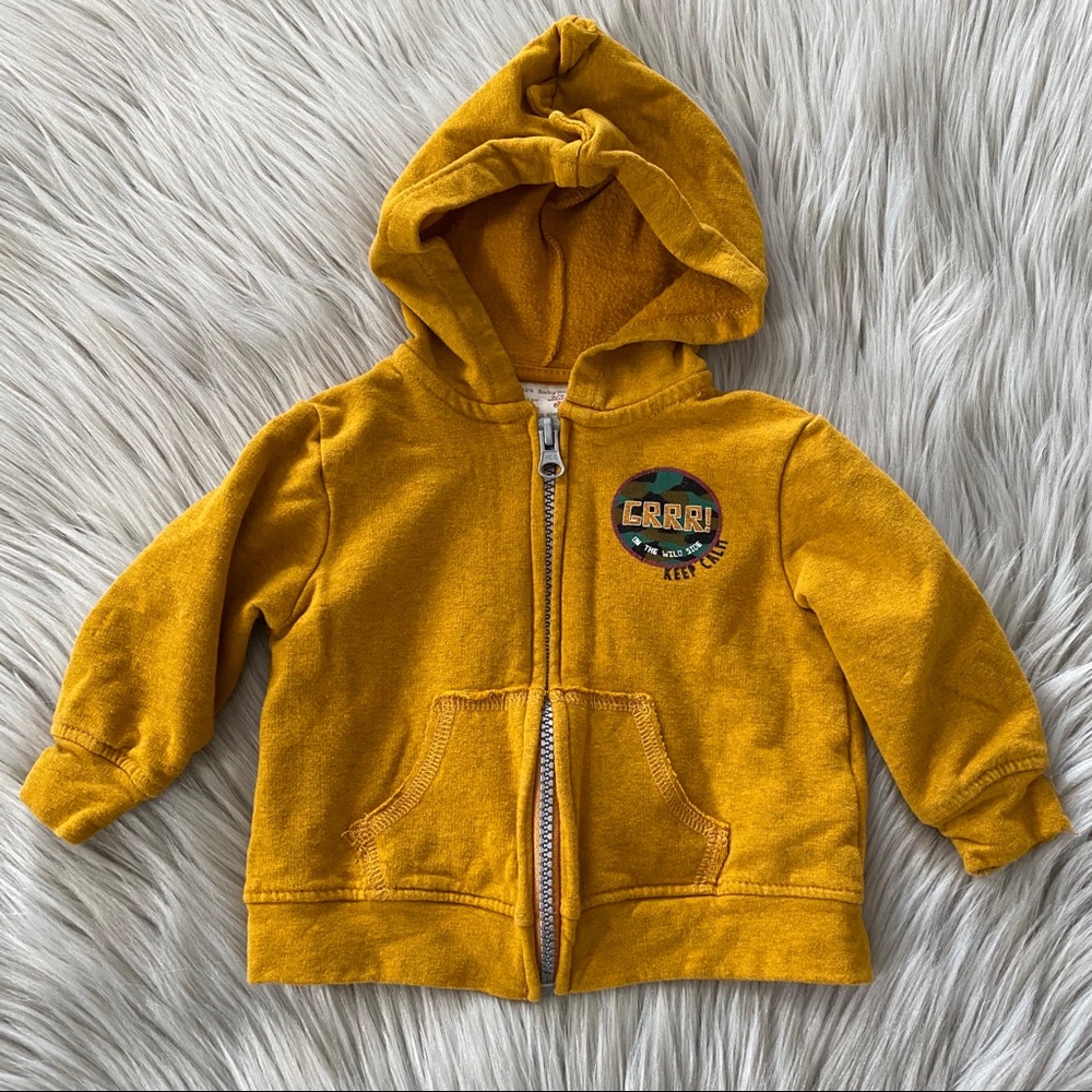 ZARA Mustard Dinosaur Grrr Hoodie